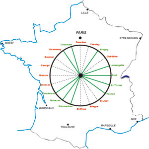 carte des Rayons du centre