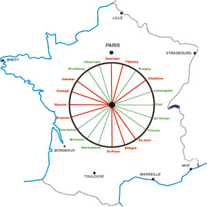 carte des Rayons du centre